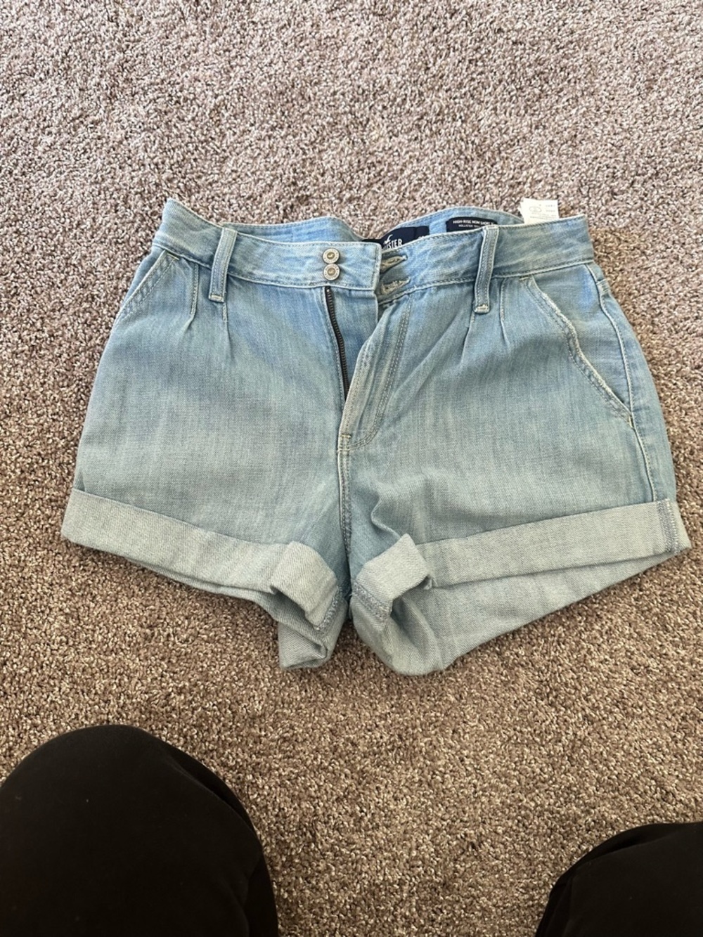 Hollister Light Blue Denim Cuffed Shorts
